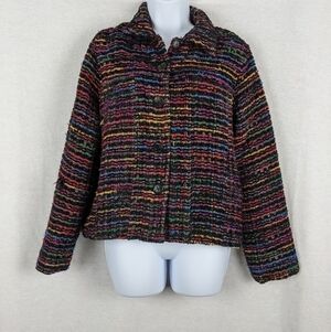 New Direction colorful striped Tweed jacket Sz medium
